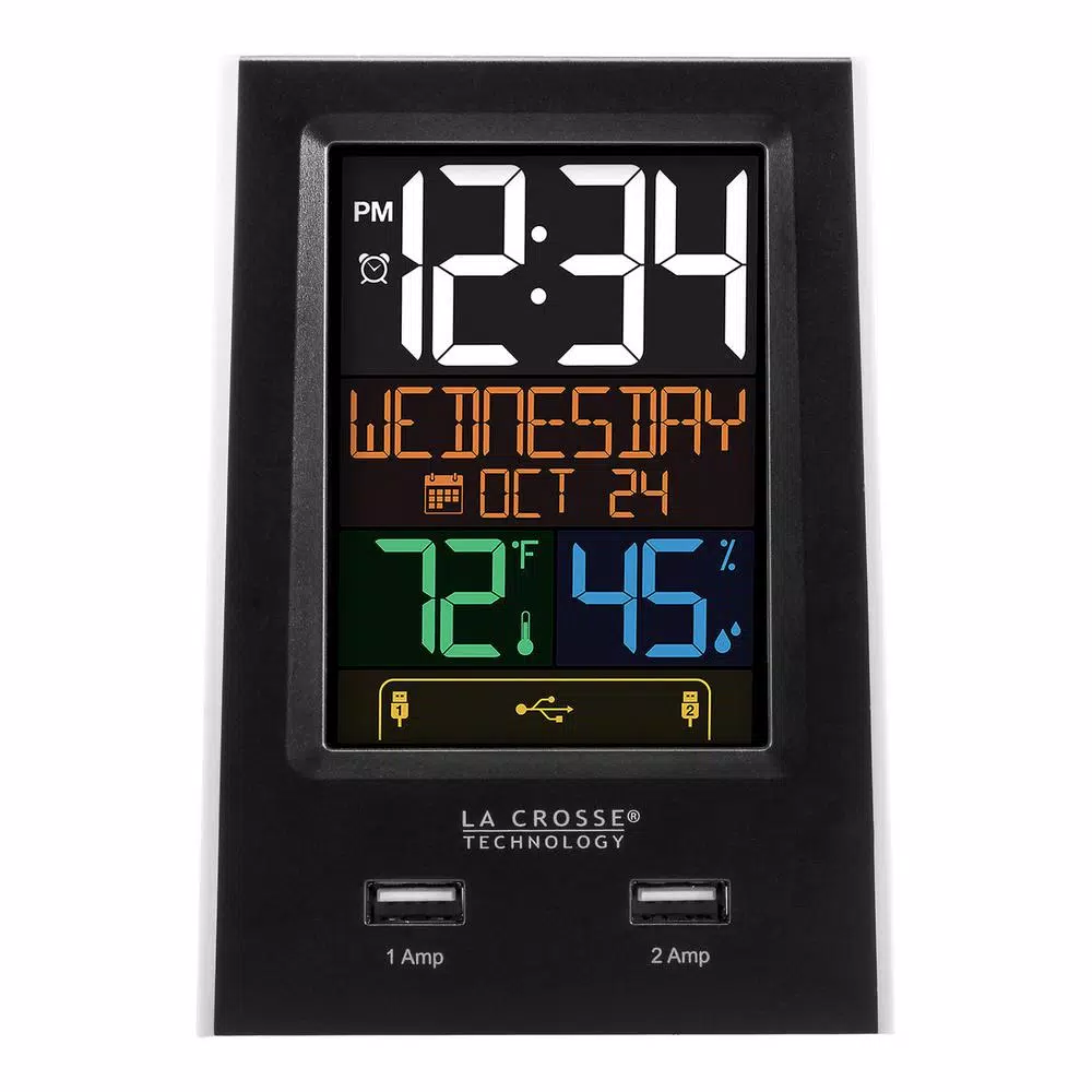 La Crosse Technology Desktop Dual USB Charging Clock with Alarm and Nap Timer