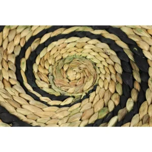 LITTON LANE Rustic Natural and Black Spiral Design Circular Wicker Trays (Set of 3)