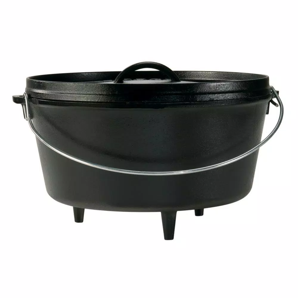 Lodge Camp 6 qt. Round Cast Iron Dutch Oven in Black with Lid