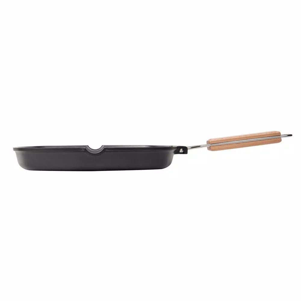 MasterPan 10 in. Cast Aluminum Nonstick Grill Pan in Black with Pour Spout