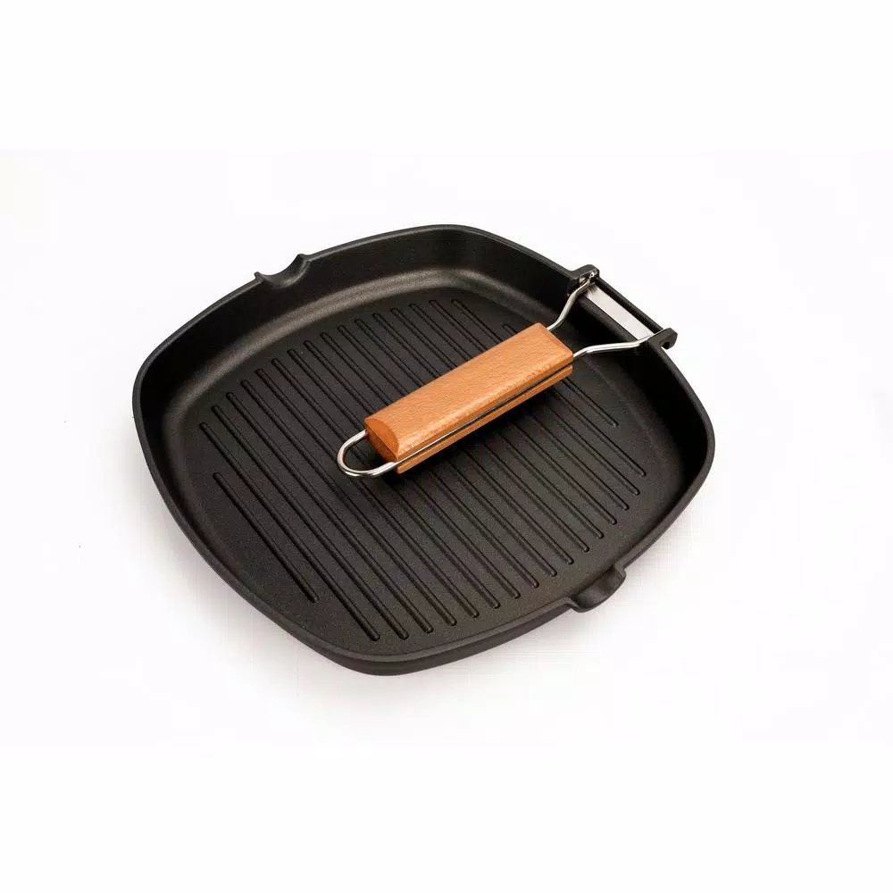 MasterPan 10 in. Cast Aluminum Nonstick Grill Pan in Black with Pour Spout