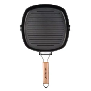 MasterPan 10 in. Cast Aluminum Nonstick Grill Pan in Black with Pour Spout