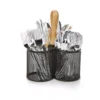 Mind Reader 3-Section Black Mesh Cutlery Caddy, Utensils Caddy, Cutlery Holder, Serve Ware Holder, Flatware Organizer