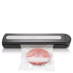 NutriChef White Kitchen Food Vacuum Sealer - Compact Electric Air Sealing Preserver System with Reusable Vacuum Food Bags
