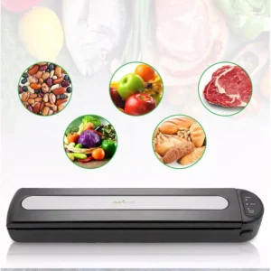 NutriChef White Kitchen Food Vacuum Sealer - Compact Electric Air Sealing Preserver System with Reusable Vacuum Food Bags