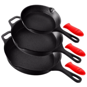 NutriChef 6-Piece Cast Iron Nonstick Skillet Set in Black