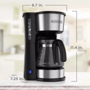 BLACK+DECKER 4-in-1 5-Cup Black Stainless Steel Drip Coffee Maker
