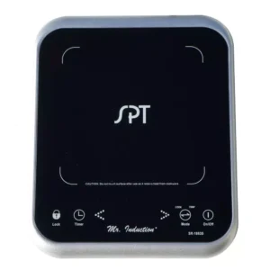 SPT 1650-Watts 8 in. Single Burner Induction Cooker (Silver/Black) with 3.5L Induction Ready Pot w/ Glass Lid