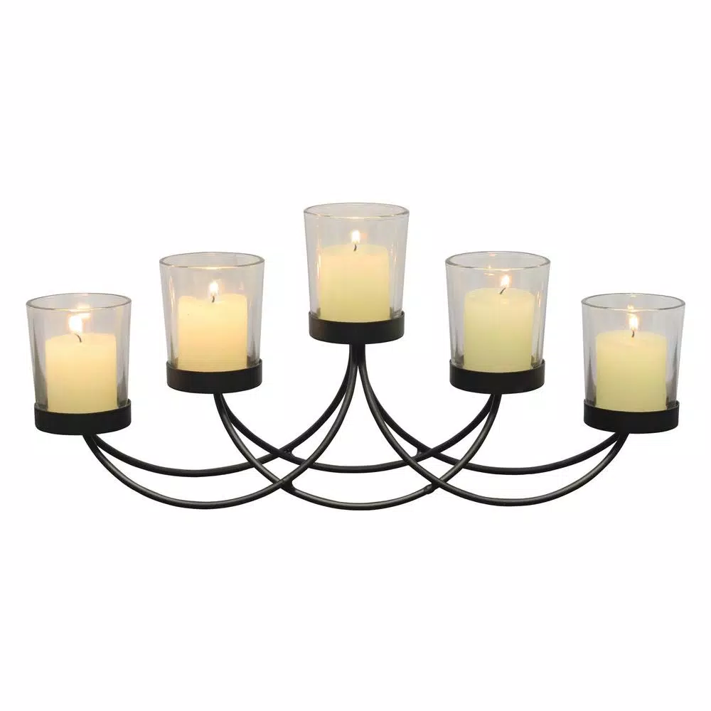 Stonebriar Collection Black Metal 5-Votive Candle Holder Centerpiece