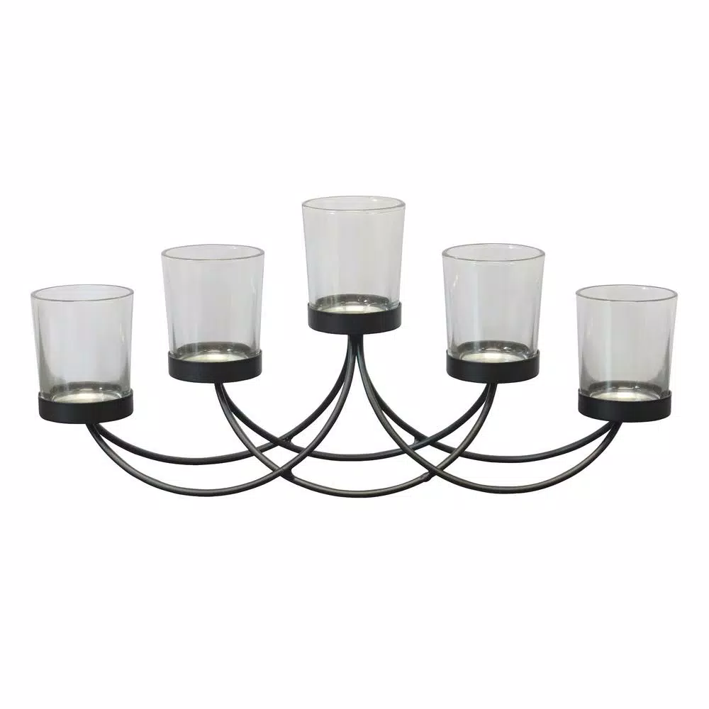 Stonebriar Collection Black Metal 5-Votive Candle Holder Centerpiece