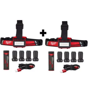 Milwaukee 600 Lumens LED USB Rechargeable Low-Profile Hard Hat Headlamp (2-Pack)
