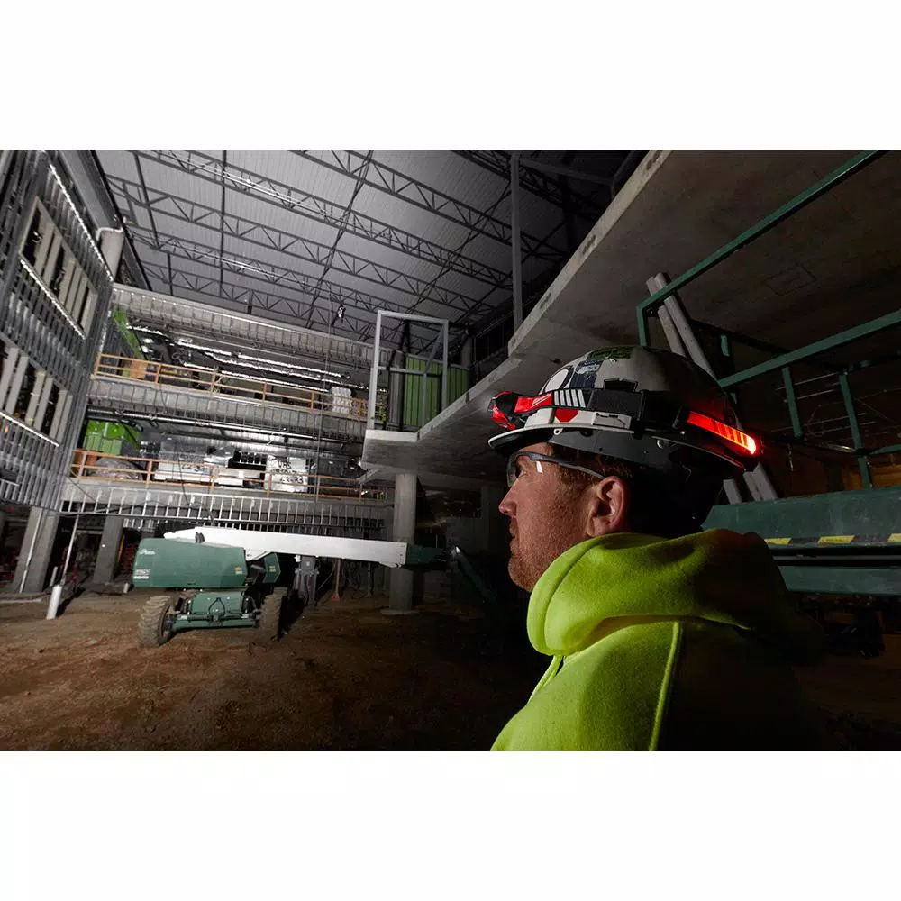 Milwaukee 600 Lumens LED USB Rechargeable 360-Degree Visibility Hard Hat Headlamp with Type 1 Class C Full Brim Vented Hard Hat