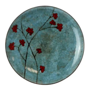 Elama Floral Accents 16-Piece Bohemian Blue Stoneware Dinnerware Set (Service for 4)