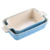 MALACASA 2-Piece Blue Rectangle Porcelain Bakeware Set 9 in. and 11 in. Baking Pans