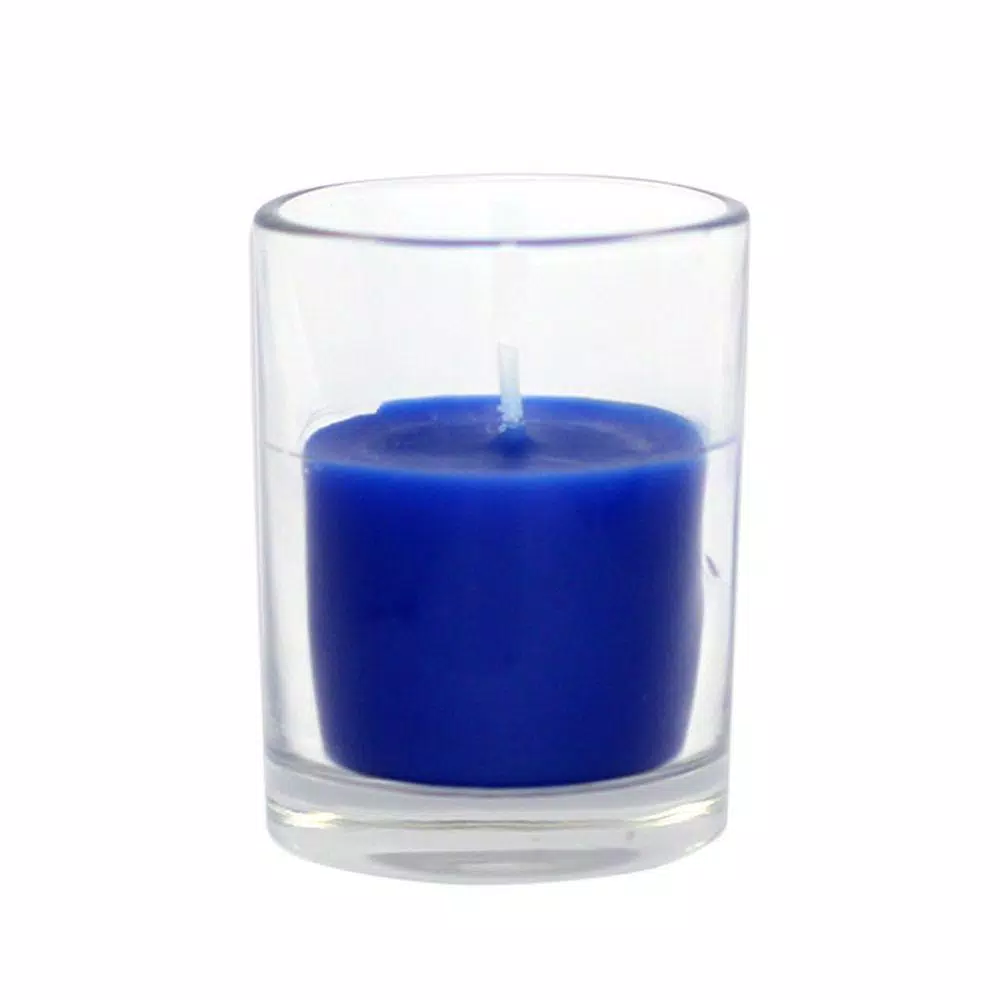 Zest Candle 2 in. Blue Round Glass Votive Candles (12-Box)