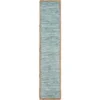 LR Home Bordered 16 in. W x 80 in. L Striped Blue / Cream Cotton Table Runner
