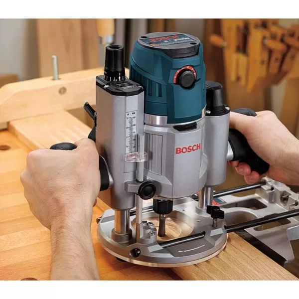 Dual Trigger Router Tool Bosch 15 Amp 3-1/2 in. 2.3 HP Corded Electric Variable Speed Fixed Base ...