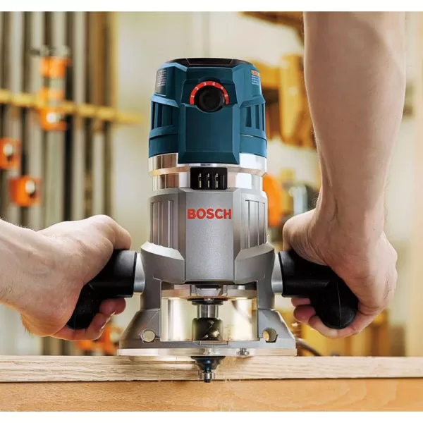 Dual Trigger Router Tool Bosch 15 Amp 3-1/2 in. 2.3 HP Corded Electric Variable Speed Fixed Base ...