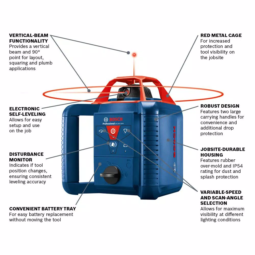 Bosch 800 ft. Self Leveling Rotary Laser Level Kit with Carrying Case