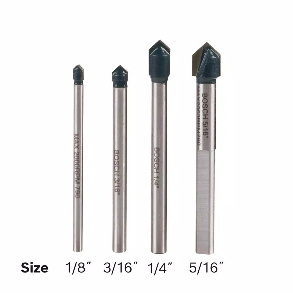 Bosch Glass and Tile Carbide Tipped Drill Bit Set (4-Piece)