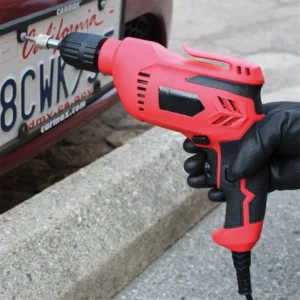 Boyel Living 5 Amp Corded 3/8 in. Red Power Drill Driver Reversible with Lock-on Button