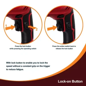 Boyel Living 5 Amp Corded 3/8 in. Red Power Drill Driver Reversible with Lock-on Button