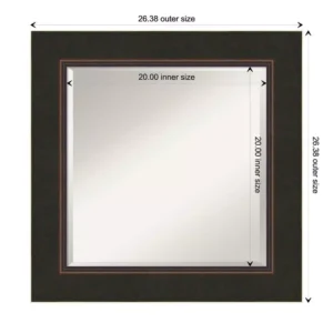 Amanti Art Milano 26 in. W x 26 in. H Framed Square Beveled Edge Bathroom Vanity Mirror in Bronze Bronze