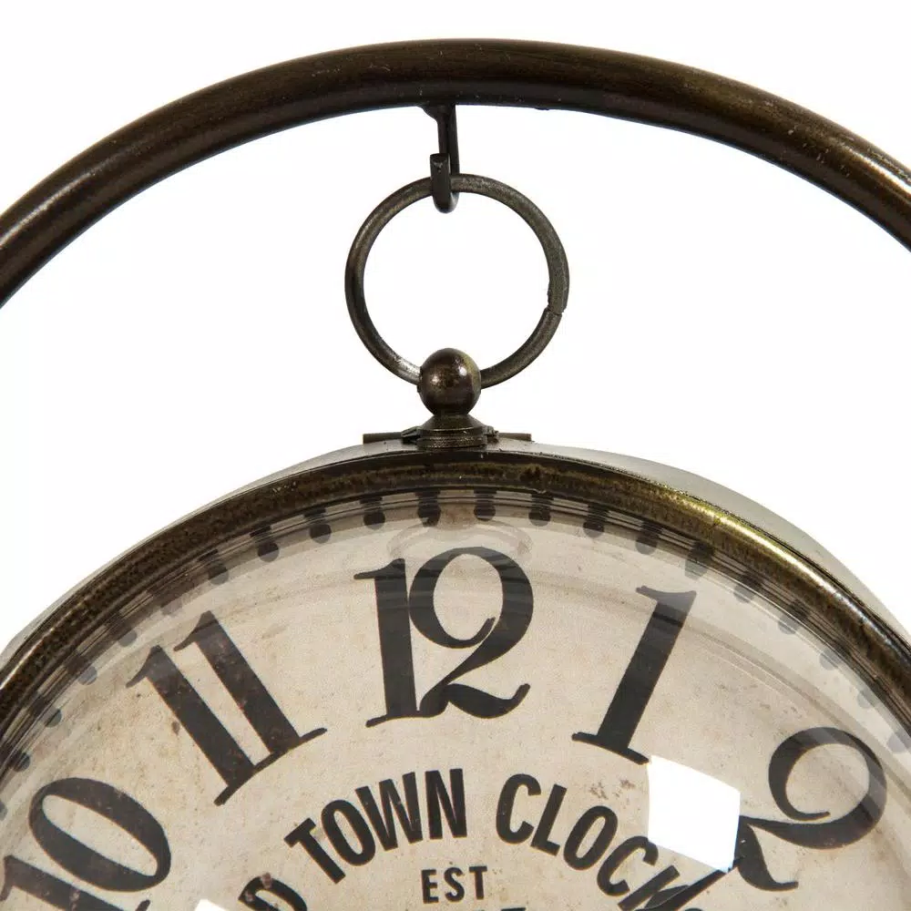Zentique Pendulum Sphered Distressed Gold Table Clock