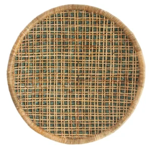 3R Studios Handwoven Beige and Green Rattan Wall Decor