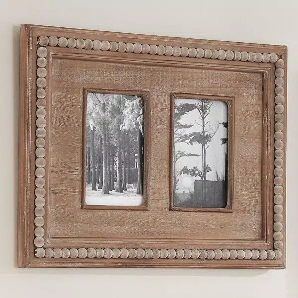 Home Decorators Collection 4" x 6" Natural Beaded Wood 2-Opening Picture Fram