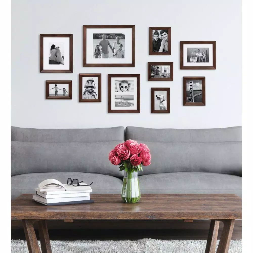 Kate and Laurel Bordeaux Brown Picture Frame (Set of 10)