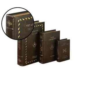 LITTON LANE Vintage Rectangular Wood and Faux Leather