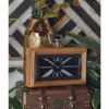 LITTON LANE Oak Brown and Silver Table Clock