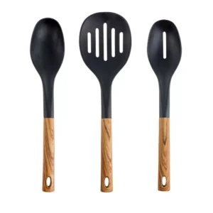 MegaChef Black Nylon Cooking Utensils with Wood Design (Set of 7)