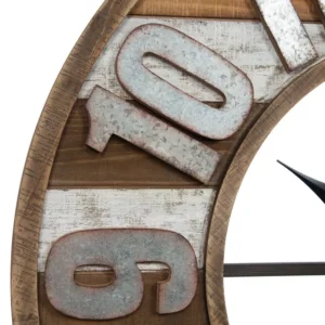 Pinnacle Rustic Reclaimed Wood and Metal Brown Wall Clock