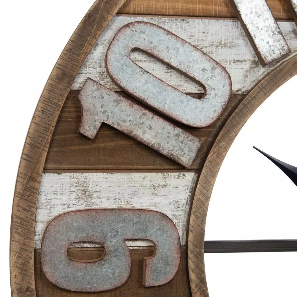 Pinnacle Rustic Reclaimed Wood and Metal Brown Wall Clock