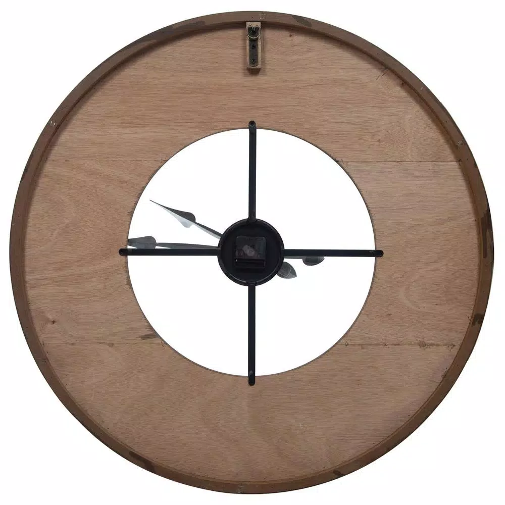 Pinnacle Rustic Reclaimed Wood and Metal Brown Wall Clock