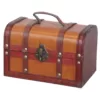 Vintiquewise 8.5 in. x 5.5 in. x 5.5 in. Wood Faux Leather Decorative Faux Leather Treasure Box