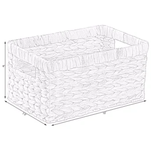 Vintiquewise Natural Water Hyacinth Rectangular Storage Bin Basket