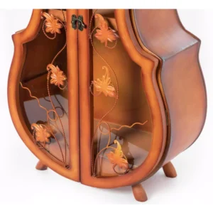 Vintiquewise Brown 4.5 Feet Tall Violin Shaped Cabinet With 2-Shelf and Acrylic Clear Double Door