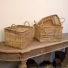 Zentique Rectangular Handmade Wicker Seagrass Woven Over Medium Baskets with Handles