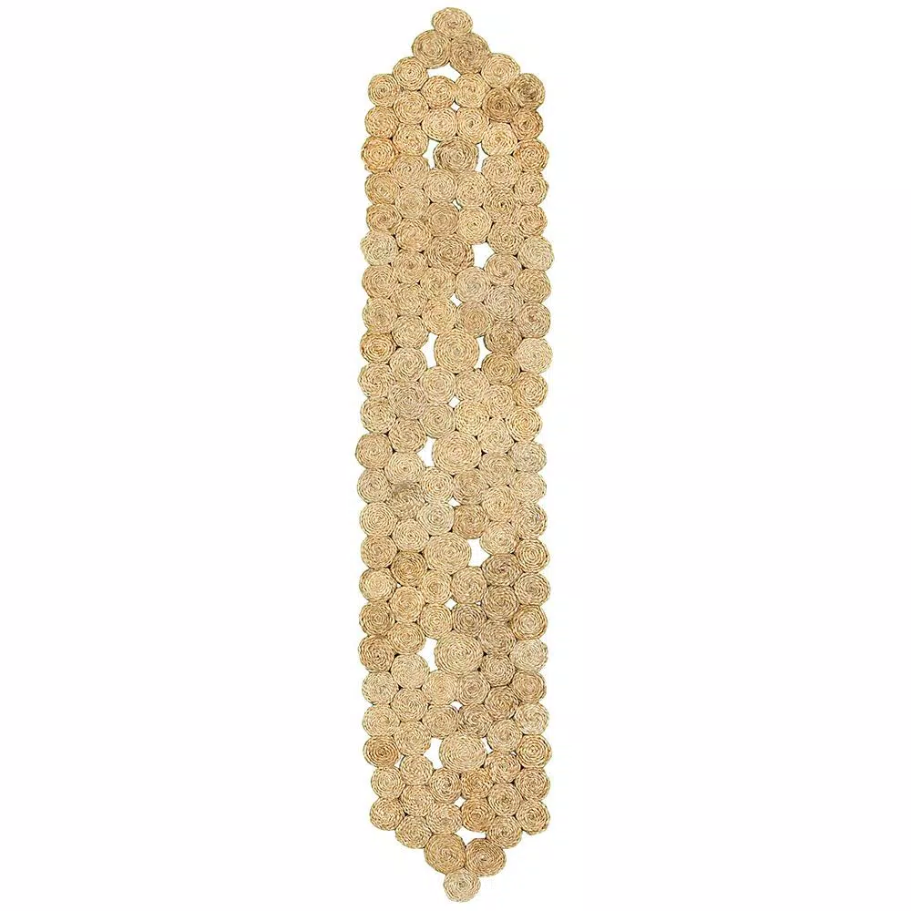 LR Resources Natural Jute LR12028-NAT1468 1 ft. 4 in. x 6 ft. 8 in. Indoor Rectangle Natural Table Runner