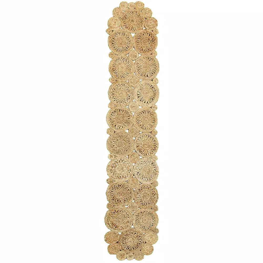 LR Resources Natural Jute Rectangle 1 ft. 4 in. x 6 ft. 8 in. Indoor Natural Table Runner