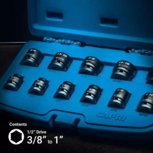 Capri Tools 1/2 in. Drive SAE Stubby Impact Socket Set (11-Piece)