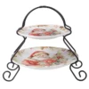 Certified International Christmas Story Multicolored Earthenware 9 in. 2-Tier Server