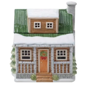 Certified International 128 oz. Winter Forest 3D Lodge Multicolored Earthenware Cookie Jar