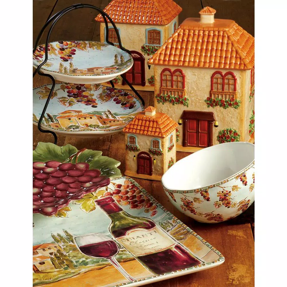 Certified International 12.5 in. Multi-Colored Stoneware Tuscan Breeze Square Platter