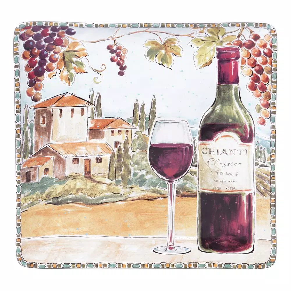 Certified International 12.5 in. Multi-Colored Stoneware Tuscan Breeze Square Platter