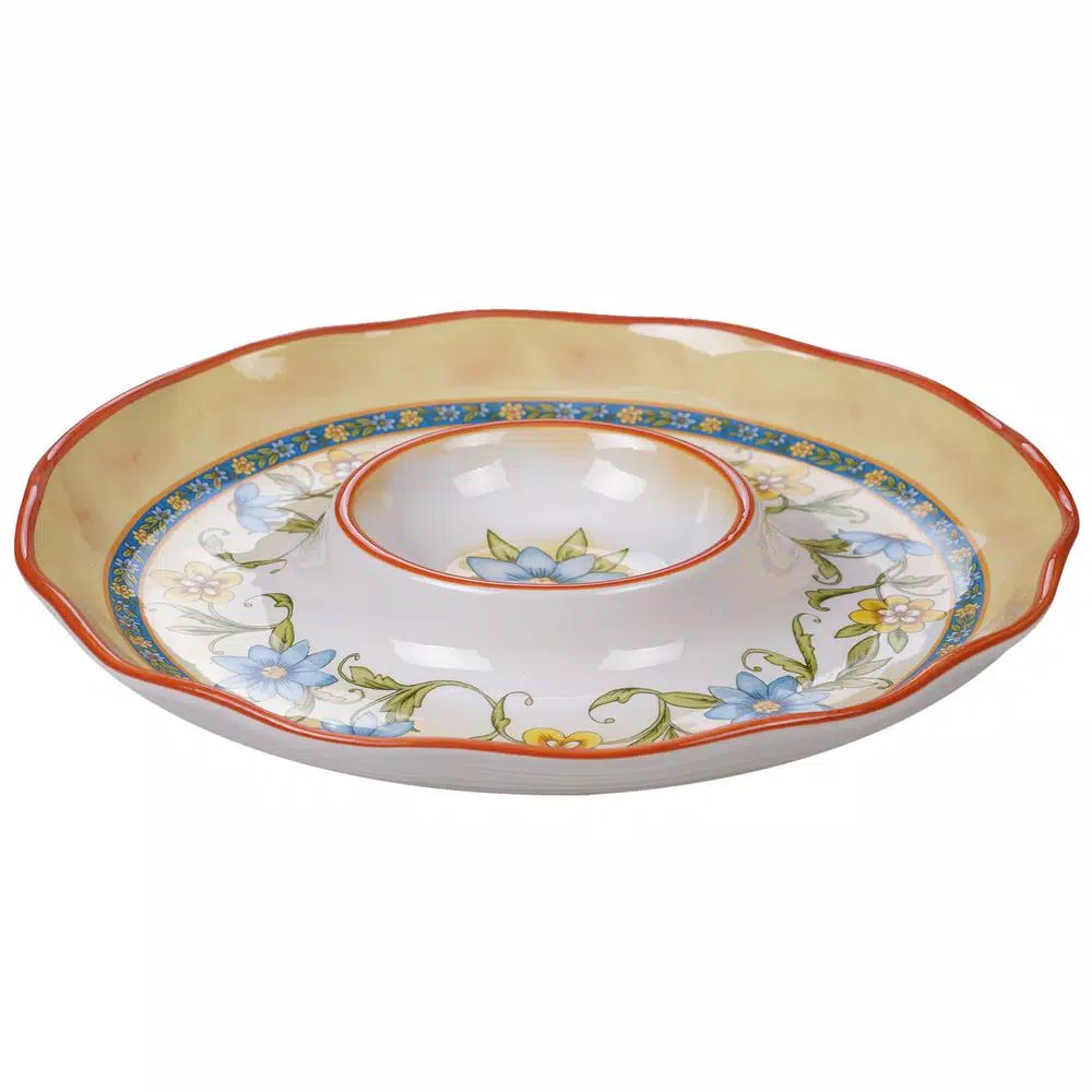 Certified International 13.75 in. Torino Multi-Colored Chip & Dip