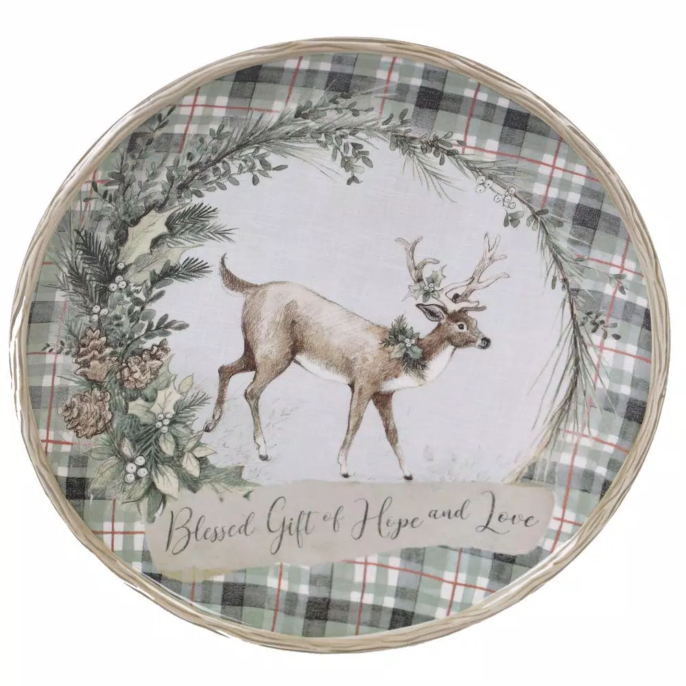 Certified International Holly and Ivy Multi-Colored 13 in. Earthenware Round Platter